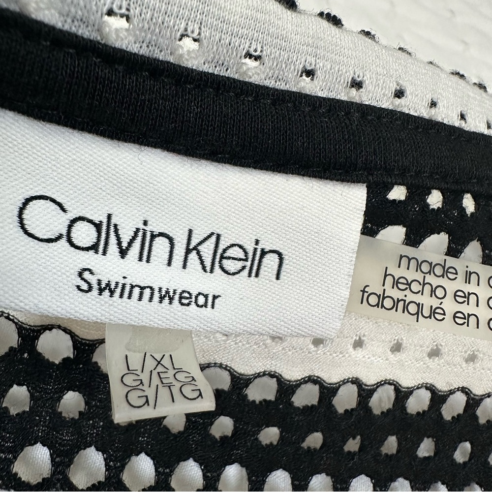 Calvin Klein Black and White Striped Drawstring Dress Beach Cover-Up Size L/XL - Picture 11 of 16